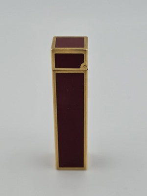 Rare Vintage Cube Cartier Lighter - 18k Yellow GP Red Laquer Cigarette Lighter