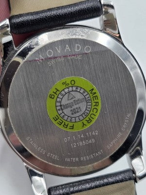 Movado Museum Classic 40mm Swiss Quartz Black Dial Sapphire Crystal Watch. Works