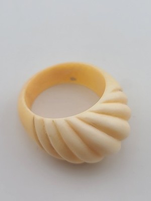 Rare Antique Set Of Bone Bracelet & Ring Intricate Hand Tooled Sterling Silver