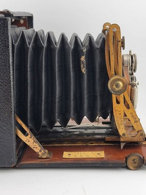 Antique F.H. Sanderson Wooden Hand Camera. Bausch & Lomb Black Bellows. Untested