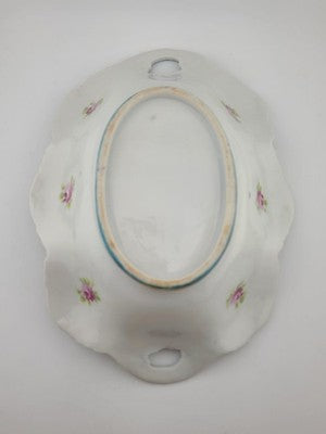 1910's Victorian German Porcelain Handled Bowl Raised Gold &Roses RS Style 11.5"