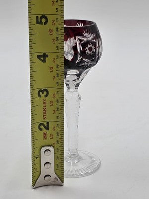 5 NACHTMANN TRAUBE 4 1/2" CORDIALS CRYSTAL WINE GLASSES MULTI COLOR CUT TO CLEAR