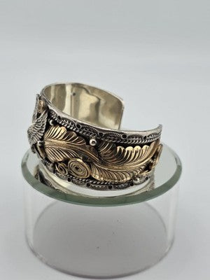 Vintage Original Navajo Allen Chee Eagle In Flight Sterling Silver Cuff Bracelet