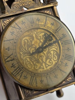 Vintage Smiths Miniature Brass Lantern Clock Wind-Up Made in Great Britain. Read