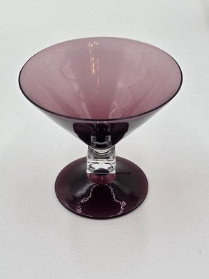 ANTIQUE SET OF 7 MID CENTURY BRYCE WILMINGTON AMETHYST 5 1/2" CHAMPAGNE GLASSES.