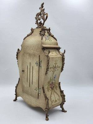 Rare 22" Vintage Rococo Boulle Mantel Clock Franz Hermle German Movement Works