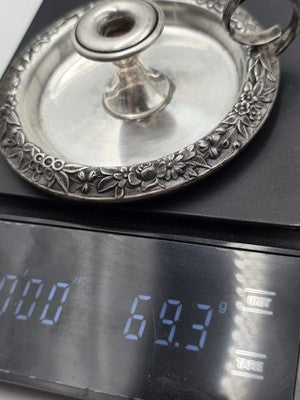Rare Antique S. Kirk & Son Sterling Silver Repousse Chamberstick Candle Holder