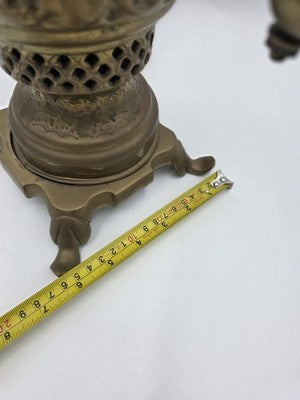 Rare Antique Russian Brass Samovar Tea Urn Embossed Figural Tula Style c.1890