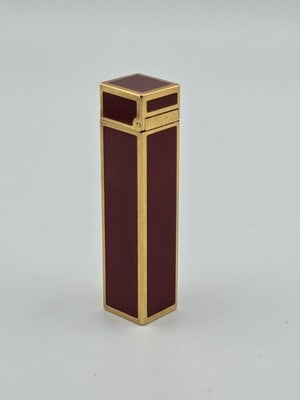 Rare Vintage Cube Cartier Lighter - 18k Yellow GP Red Laquer Cigarette Lighter