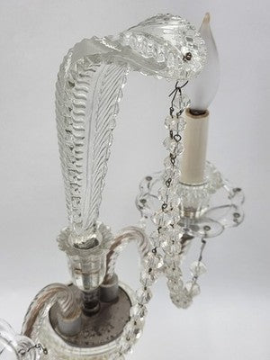 Antique 1930's Hollywood Regency Crystal Glass Candelabra Lamp Prism Table Light