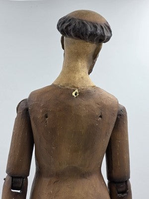 Private: RARE ANTIQUE 18TH C ARTICULATED HAND  SANTOS MANNEQUIN OF ST FRANCIS.