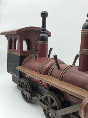 Rare Heavy Vintage Handmade Wooden & Cast Iron Steam Train 24" X 14" X 6"