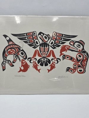 Rare Hand Signed Jack Hudson 1990 Salmon Feast Alaska Native Formline Art Print