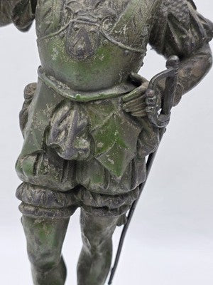 Rare Pair Of Antique Detailed Spelter Statues of Spanish Conquistadors. 15".