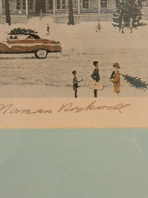 Rare Hand Signed Norman Rockwell "Stockbridge, Main Street At Christmas" 1967.