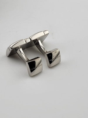 Rare Vintage Hugo Boss - Silver-Tone Mother-of-Pearl Cufflinks - Original Box.