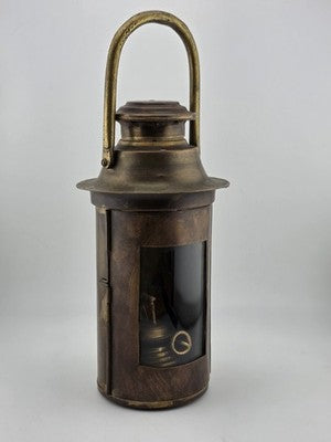 Antique Brass Oil Lantern Early 1900s Maritime Ship Hand Lamp w/ Wick