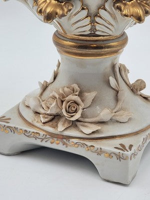 Antique OOAK Mid Century Ornate Hand Made Capodimonte Italy Large Vase No Chips