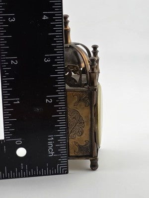 Vintage Smiths Miniature Brass Lantern Clock Wind-Up Made in Great Britain. Read