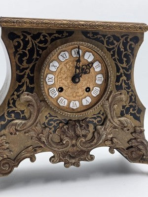 Private: Rare Antique French Rococo Mantel Clock Chinoiserie Inlay Bell Strike.