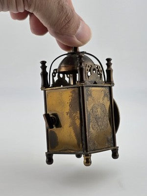 Vintage Smiths Miniature Brass Lantern Clock Wind-Up Made in Great Britain. Read