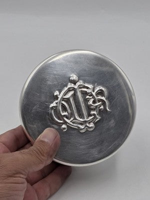 1980s Christian Dior Vintage Silver Plated Monogram Vanity, Trinket Jewelry Box