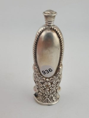 Rare Antique 19th C Victorian Ornate Repousse Sterling Silver Scent Snuff Bottle