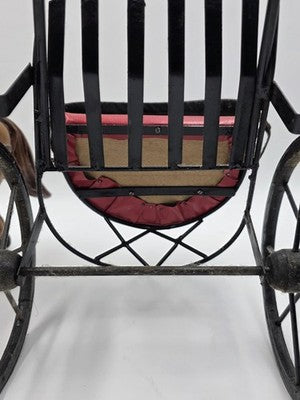 Ultra Rare Antique Horse Carriage Folk Art Composition Driver Cart C1920. 24".