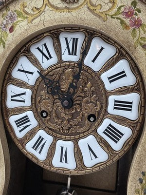 Rare 22" Vintage Rococo Boulle Mantel Clock Franz Hermle German Movement Works