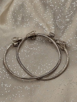 Vintage Sterling Silver Ram Head Cuff Bracelet Pair Greek Roman Revival 38.4g