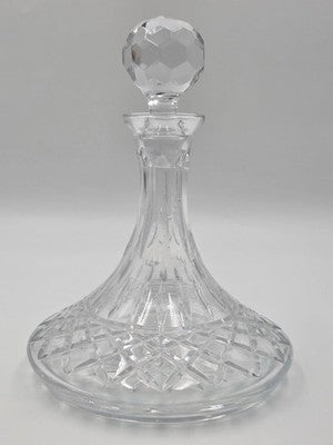 Atlantis Crystal Ship Decanter Criss Cross Cut Pattern Watermark Faceted Stopper