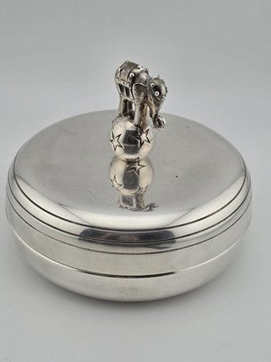 Rare OOAK Jean Boggio Figural Elephant Silver Lidded Trinket Box Surealist Decor