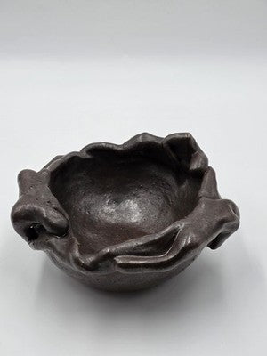 Rare Figural Studio Pottery Bowl 3 Reclining Women Brutalist Art Ceramic Bowl