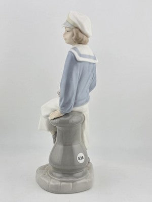 Lladro 4810 Seated Sailor Boy with Yacht Salvador Furio Figurine Glossy