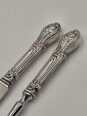 Antique 1920's WM Rogers Louis XV Sterling Handle Carving Set In Original Box.