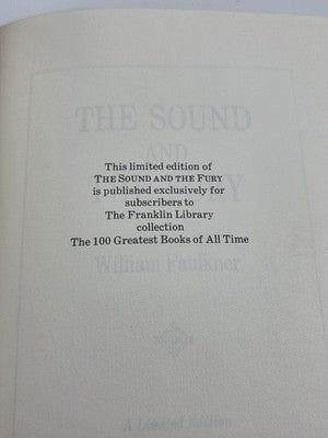 The Sound and The Fury William Faulkner 1976 Franklin Library Limited Edition
