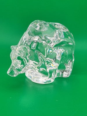 Vintage Orrefors Crystal Grizzly Bear Sculpture Paperweight Signed Swedish Mint