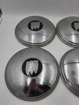 Vintage Buick Tri-Shield Dog Dish Poverty Hub Caps Set of 4 10" 1941-1960 OEM