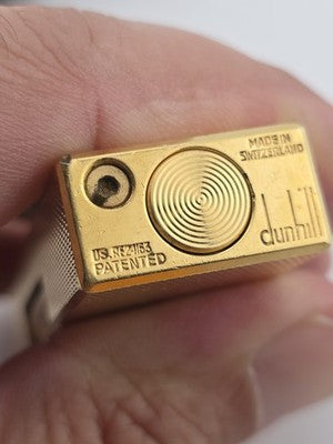 Rare Vintage Dunhill Rollagas Gold Tone Textured Switzerland W Box. Very Clean.