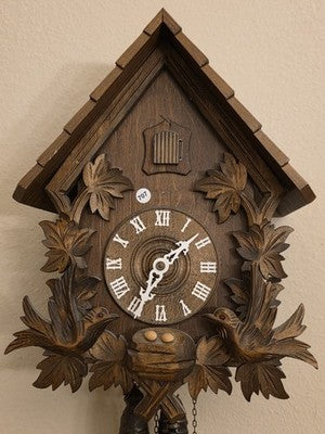 Vintage Birds Nest Cuckoo Clock by August Schwer Regula 1-day Movement. Read.