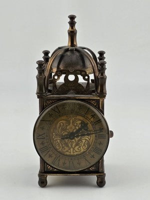 Vintage Smiths Miniature Brass Lantern Clock Wind-Up Made in Great Britain. Read