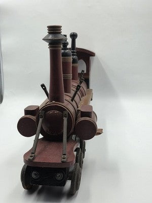 Rare Heavy Vintage Handmade Wooden & Cast Iron Steam Train 24" X 14" X 6"