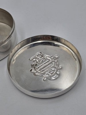 1980s Christian Dior Vintage Silver Plated Monogram Vanity, Trinket Jewelry Box