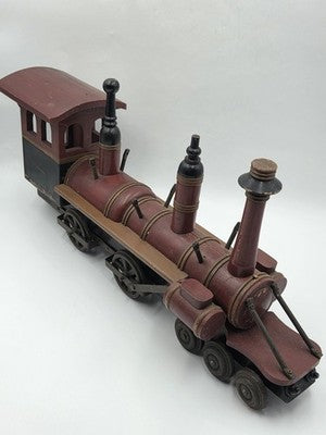 Rare Heavy Vintage Handmade Wooden & Cast Iron Steam Train 24" X 14" X 6"