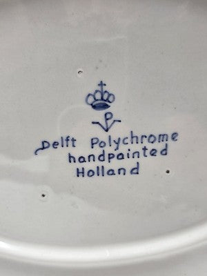 Rare Signed Vintage Delft Holland Hand Painted Polychrome Pottery Set
