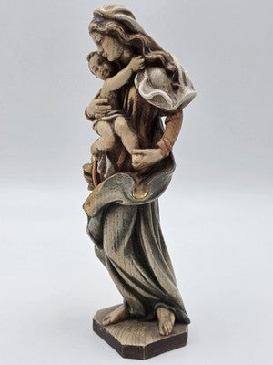Rare Vintage 1950’s Madonna Statue W Baby Jesus In Wood From Val Gardena 10”