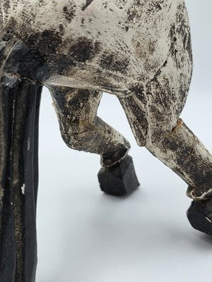 Vintage Mexico Folk Art Rearing Horse Hand Carved  & Painted Wood Sculpture Read