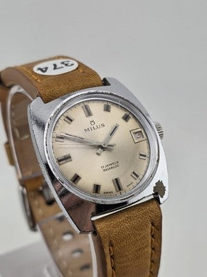 VINTAGE ULTRA-RARE MILUS MANUAL 17 JEWELS WATCH SWISS MADE INCABLOC 1960s. WORKS