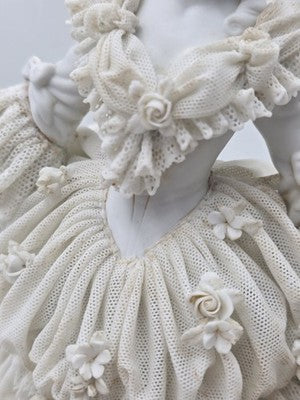 Large Jacqueline Porcelain Lace Figurine Victorian Lady Dresden Style Lace Dress