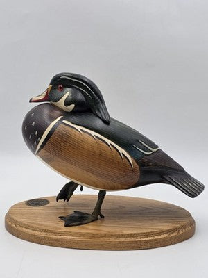 1996-97 Ducks Unlimited Gordan Alcorn Drake wood Duck Decoy Statue. Signed.